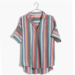 MADEWELL Courier Button-Back Shirt in Festival
Stripe Small